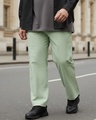 Shop Men's Green Plus Size Linen Pants-Front