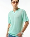 Shop Men's Green Flatknit Polo T-shirt-Front