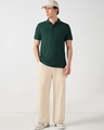 Shop Men's Green Textured Korean Polo T-shirt-Full
