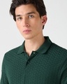 Shop Men's Green Textured Korean Polo T-shirt
