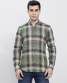 Shop Men's Green Portrait Checked Slim Fit Shirt-Front