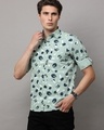 Shop Men's Green Printed Slim Fit Shirt-Front