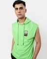 Shop Men's Green Ready Graphic Printed Oversized Hooded Vest-Front