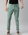 Shop Men's Green Slim Fit Chinos-Front