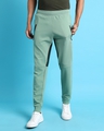 Shop Men's Green Slim Fit Cotton Joggers-Front