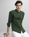 Shop Men's Green Slim Fit Shirt-Front