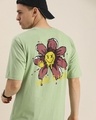 Shop Men's Green Smile & Wave Graphic Printed Oversized T-shirt-Front