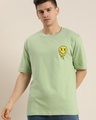 Shop Men's Green Smile & Wave Graphic Printed Oversized T-shirt-Design