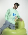 Shop Men's Green Snoopy Stripboard Graphic Printed Oversized T-shirt-Front