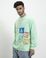 Shop Men's Green Snoopy Stripboard Graphic Printed Oversized T-shirt-Design