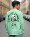 Shop Men's Green Stay Real Graphic Printed Oversized T-shirt-Front