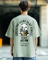 Shop Men's Green Stay Weird Typography Oversized T-shirt-Front