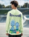 Shop Men's Green Stoned Rick and Morty Graphic Printed Oversized T-shirt-Front