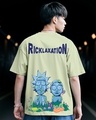 Shop Men's Green Stoned Rick & Morty Graphic Printed Oversized T-shirt-Front