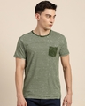 Shop Men's Green Striped Slim Fit T-shirt-Front