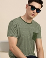 Shop Men's Green Striped Slim Fit T-shirt-Full