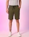 Shop Men's Green Striped Drawstring Shorts-Front