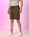 Shop Men's Green Striped Drawstring Shorts-Full