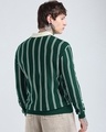 Shop Men's Green Striped Oversized Polo Sweater-Full