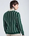Shop Men's Green Striped Oversized Polo Sweater-Full