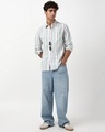 Shop Men's White & Green Striped Shirt-Full