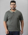Shop Men's Green Striped Plus Size Oversized T-shirt-Front