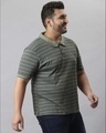 Shop Men's Green Striped Plus Size Oversized T-shirt-Full