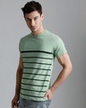 Shop Men's Green Striped T-shirt