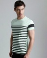 Shop Men's Green Striped T-shirt