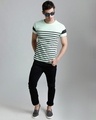 Shop Men's Green Striped T-shirt