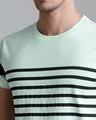 Shop Men's Green Striped T-shirt-Full