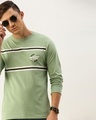 Shop Men's Green Striped T-shirt-Front