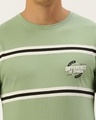 Shop Men's Green Striped T-shirt
