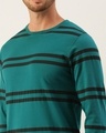 Shop Men's Green Striped Slim Fit T-shirt