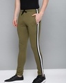 Shop Men's Green Striped Track Pants-Front