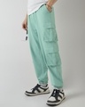 Shop Men's Green Super Loose Fit Cargo Joggers-Front