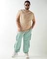 Shop Men's Green Super Loose Fit Plus Size Cargo Joggers-Full