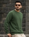 Shop Men's Leaf Green Textured Sweater-Front