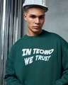 Shop Men's Green Techno Rave Graphic Printed Oversized Sweatshirt