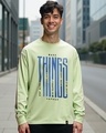 Shop Men's Green Things Typography Oversized T-shirt-Front