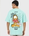 Shop Men's Green Travelling Cat Graphic Printed Oversized T-shirt-Front