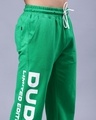 Shop Men's Green Typography Relaxed Fit Track Pants