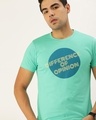 Shop Men's Green Typography Slim Fit T-shirt-Front