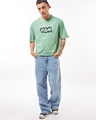 Shop Men's Green Vibin Graphic Printed Oversized Acid Wash T-shirt