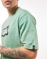 Shop Men's Green Vibin Graphic Printed Oversized Acid Wash T-shirt