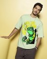 Shop Men's Green Watching You Change Colours Graphic Printed Oversized T-shirt-Front