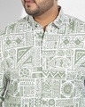 Shop Men's Green & White All Over Printed Oversized Shirt-Full