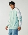 Shop Men's Green & White Color Block Oversized Hoodies-Full