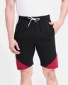 Shop Men's Black & Red Color Block Shorts-Front