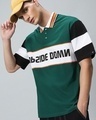 Shop Men's Green & White NB Side Domn Color Block Oversized T-shirt-Front